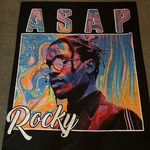 Asap Rocky Tapestry, Comes with Clips for Hanging 59” L, 50” W